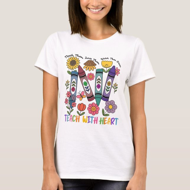 T-shirt Enseigner avec cœur  (Devant)