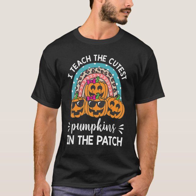 T-shirt Enseigner Citrouille Cutest Patch Halloween Thanks (Devant)