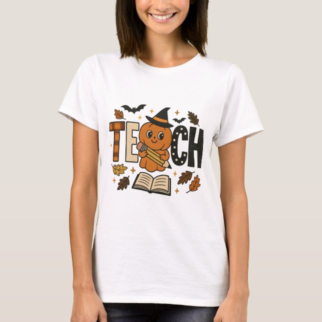 T-shirt Enseigner Citrouille Halloween Professeur (Devant)