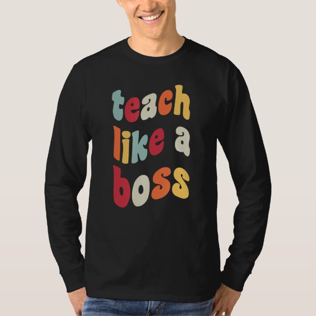 T-shirt Enseigner Comme Un Mème D'Enseignant De Boss Retro (Devant)
