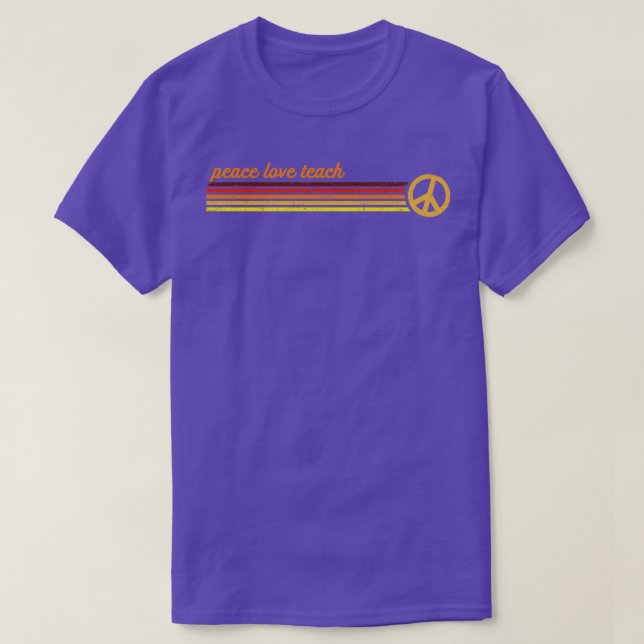 T-shirt Enseigner dans les rayures rétro du coucher du sol (Design devant)