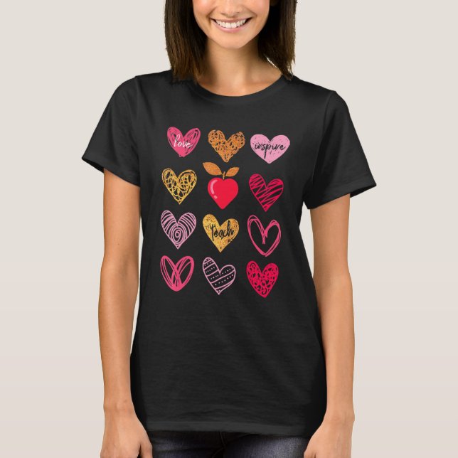 T-shirt Enseigner Inspirer Amour Crayon Leopard Flower Ens (Devant)
