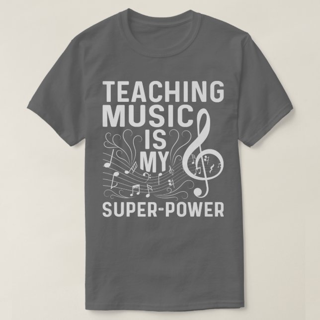 T-shirt Enseigner La Musique Est Mon SuperPower Pianist Ou (Design devant)