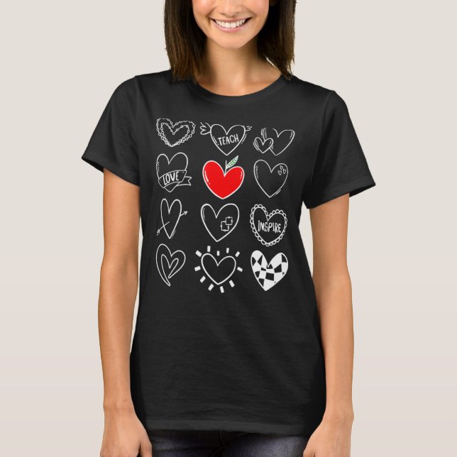 T-shirt Enseigner L'Amour Inspirer Coeurs Valentines Jour  (Devant)