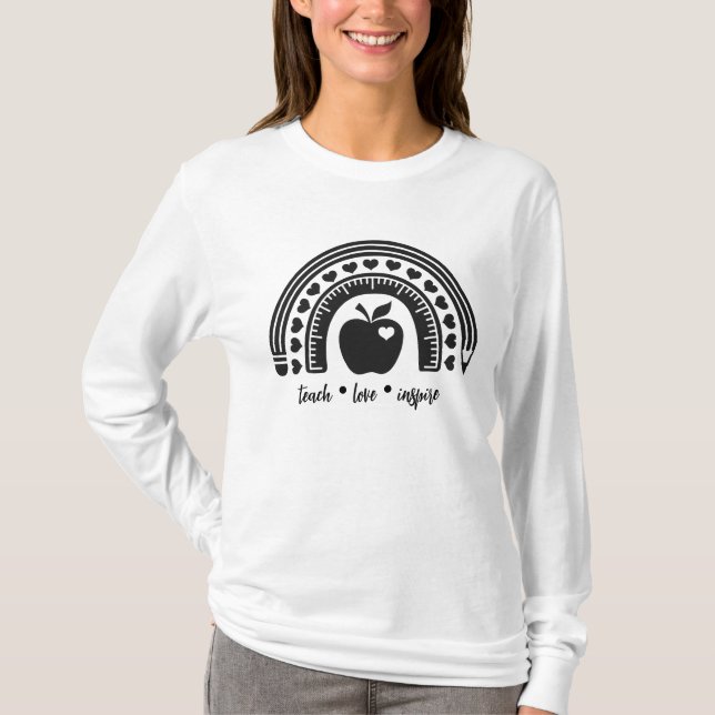 T-shirt Enseigner l'amour Inspirer enseignant Rainbow Appl (Devant)