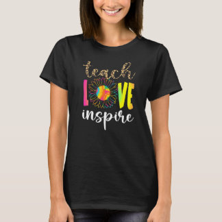 T-shirt Enseigner l'amour Inspirer Leopard Tie Dye Sunflow