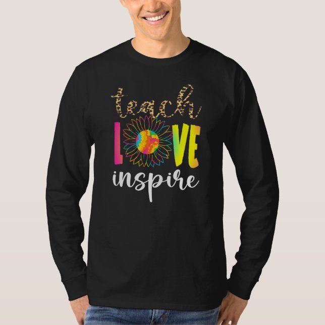T-shirt Enseigner l'amour Inspirer Leopard Tie Dye Sunflow (Devant)