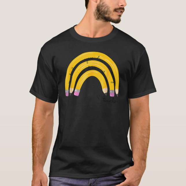T-shirt Enseigner L'Amour Inspirer Rainbow Pencil Professe (Devant)