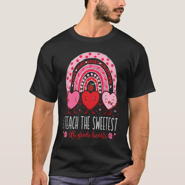 T-shirt Enseigner Les Coeurs de 12e année les plus doux En (Devant)