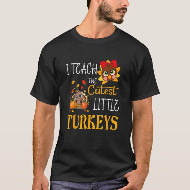 T-shirt Enseigner Les Plus Petites Dindons À L'École De Ch (Devant)