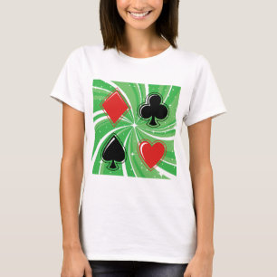 T-shirt Enseignes de Cartes Rétro Rouge Vibrant et Noir