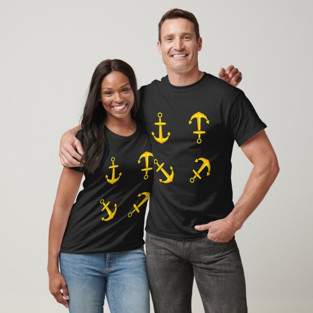 T-shirt Ensemble d'Ancres en bateau doré (Unisexe)