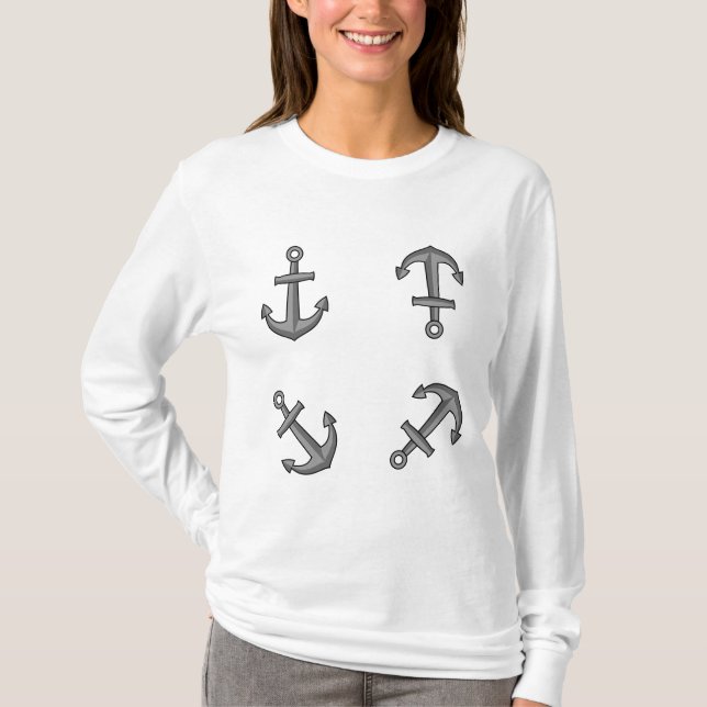 T-shirt Ensemble d'Ancres pour bateaux à cartons (Devant)
