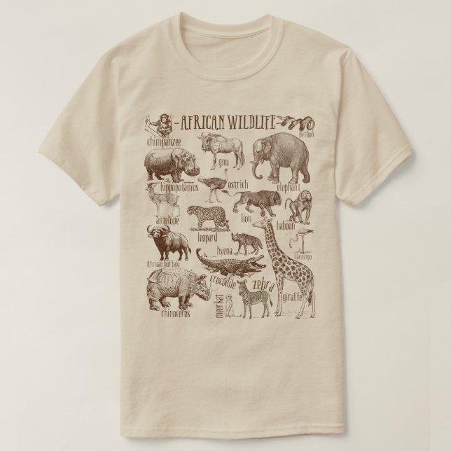 T-shirt Ensemble d'animaux de la faune africaine  (Design devant)