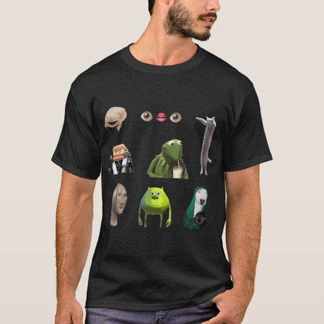 T-shirt ensemble d'autocollants de meme (Devant)