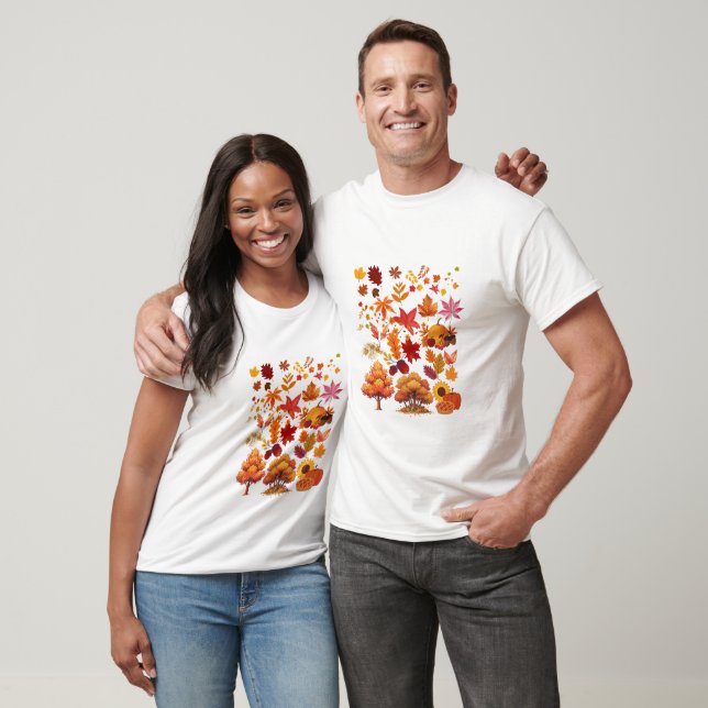 T-shirt Ensemble de cliparts de feuilles d'automne vibrant (Unisexe)