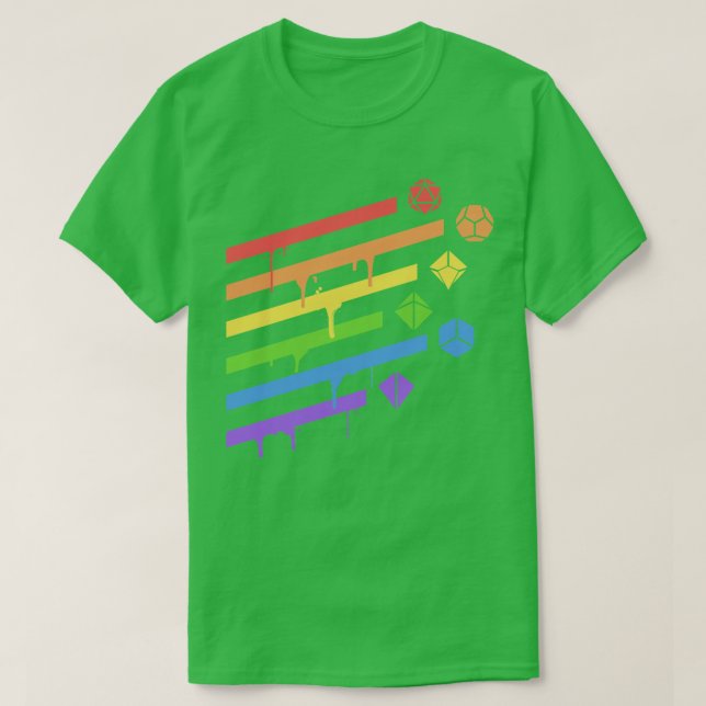 T-shirt Ensemble de dés Rainbow Polyhedral Tabletop RPG Ad (Design devant)