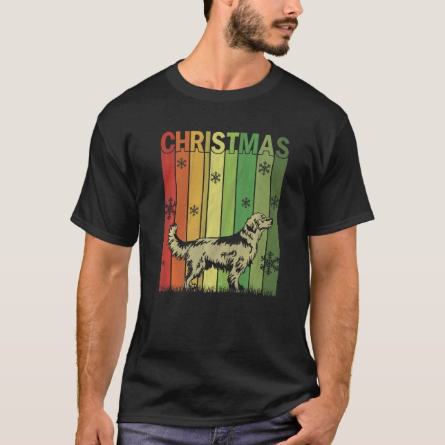 T-shirt Ensemble de Pyjama de Noël Rétro Chien Retriever D (Devant)