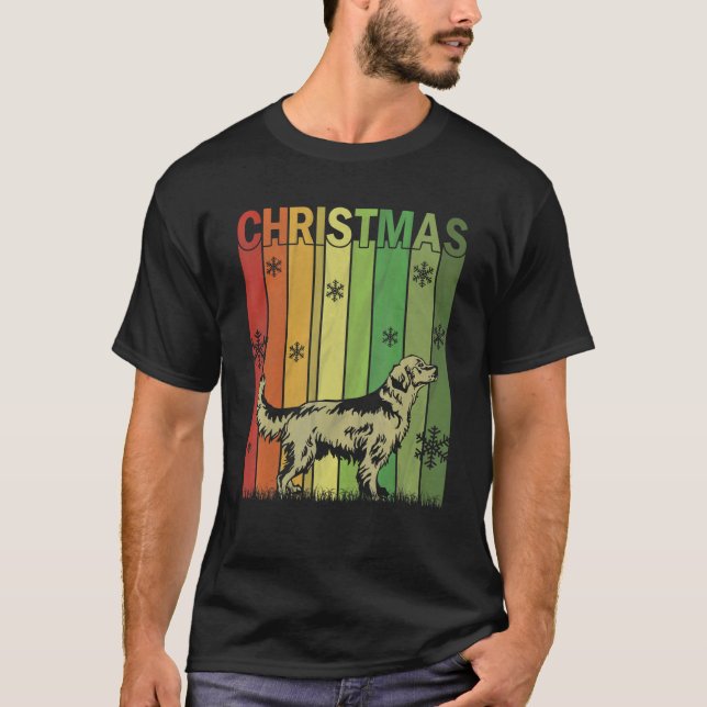 T-shirt Ensemble de Pyjama de Noël Rétro Chien Retriever D (Devant)