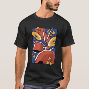 T-shirt Ensemble de tambours à tambour mignon Kit Percussi