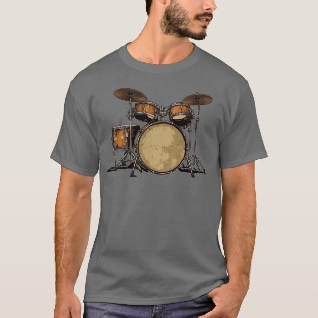 T-shirt Ensemble de tambours vintage Musique BatteurInstru (Devant)