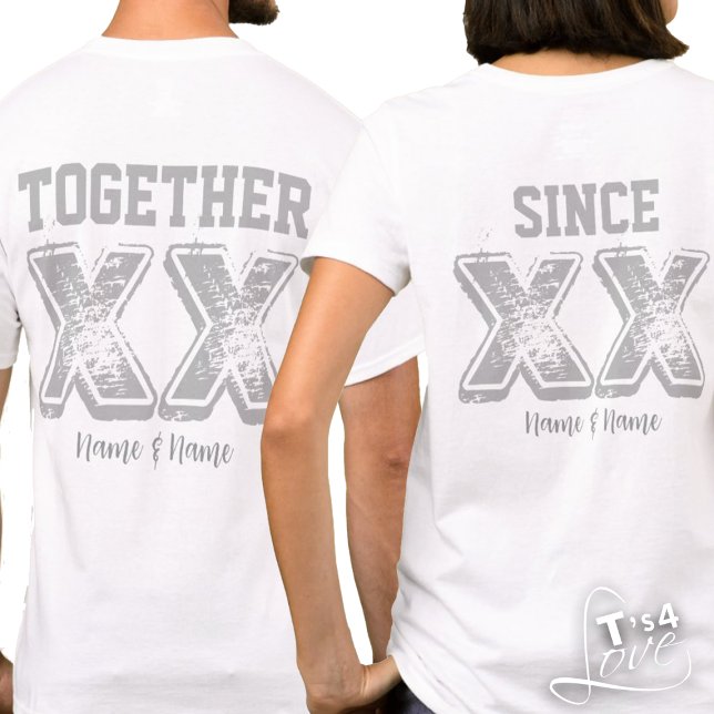 T-shirt Ensemble depuis [Date] - Couples de typographie pe (Together Since (Fill in the Date) Typography T-Shirts for Couples (T-shirts sold separately.))