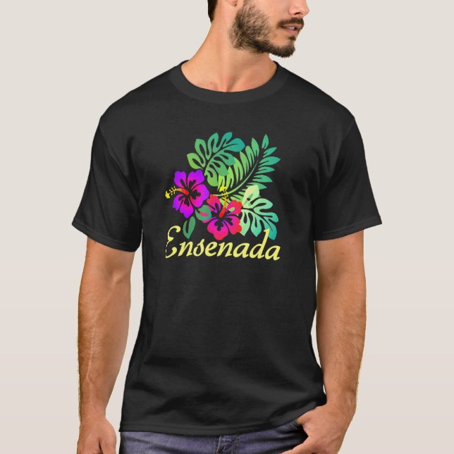 T-shirt Ensenada Beach Surf à fleurs tropicales Vacay (Devant)
