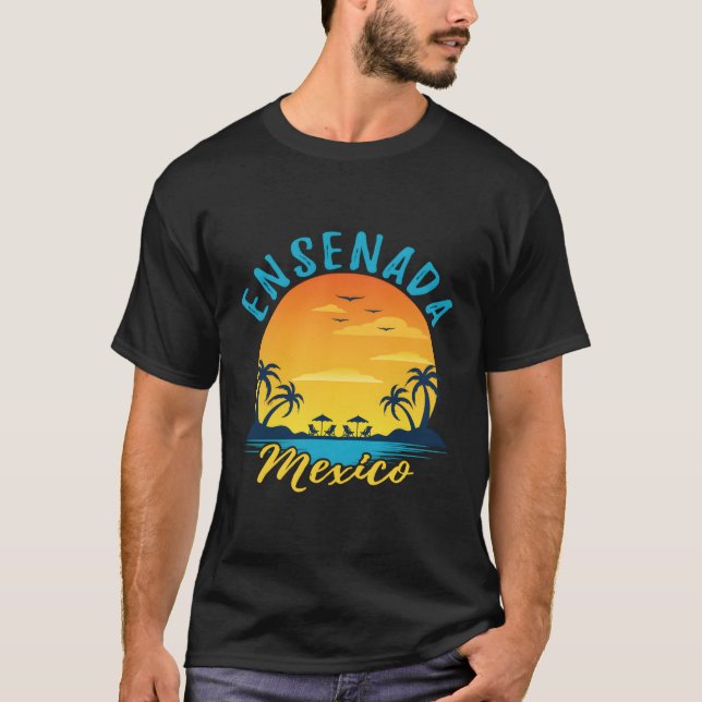 T-shirt Ensenada Mexique Palmiers Orange (Devant)