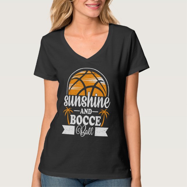 T-shirt Ensoleillement & Boule de Bocce Jeu de quilles sur (Devant)