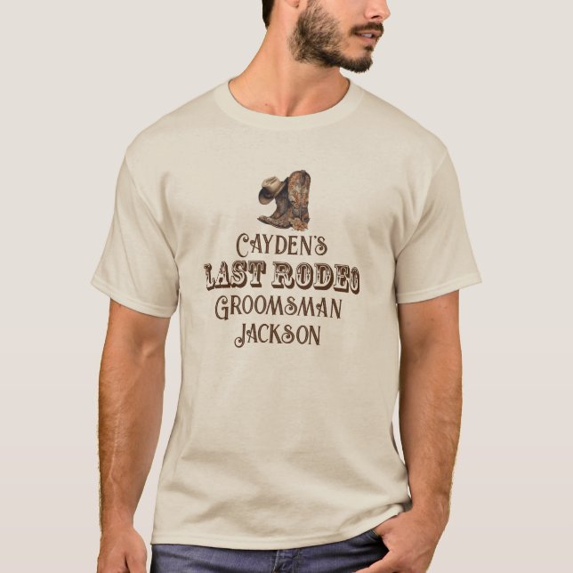 T-shirt Enterrement de vie de garçon Cowboy pour le dernie (Devant)