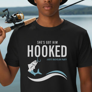 T-shirt Enterrement de vie de garçon pêche drôle Elle l'a 