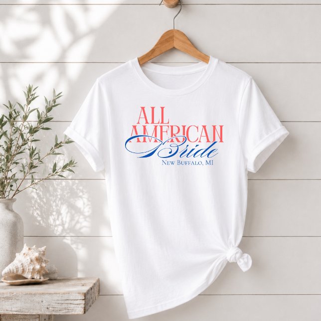 T-shirt Enterrement de vie de jeune fille Luxueux Script T (Luxury Script All American Bride Bachelorette T-Shirt)