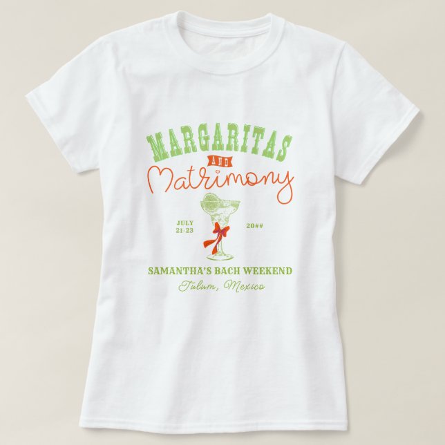 T-shirt Enterrement de vie de jeune fille Margaritas & Mat (Design devant)