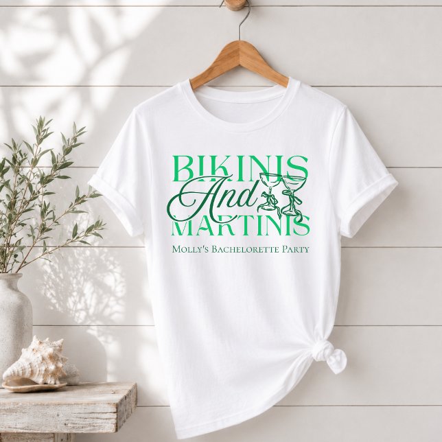 T-shirt Enterrements de vie de jeune fille sur mesure Biki (Bikinis and Martinis Custom Bachelorette Party T-Shirt)