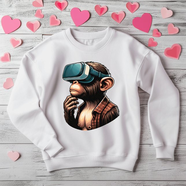 T-shirt Enthousiaste de la réalité virtuelle - Singe branc (Créateur téléchargé)