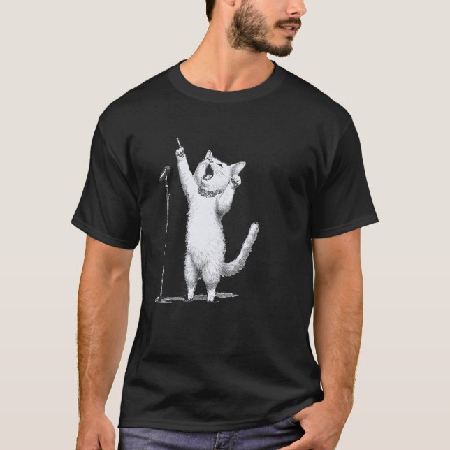 T-shirt Enthousiaste du microphone pour chat chanteur (Devant)