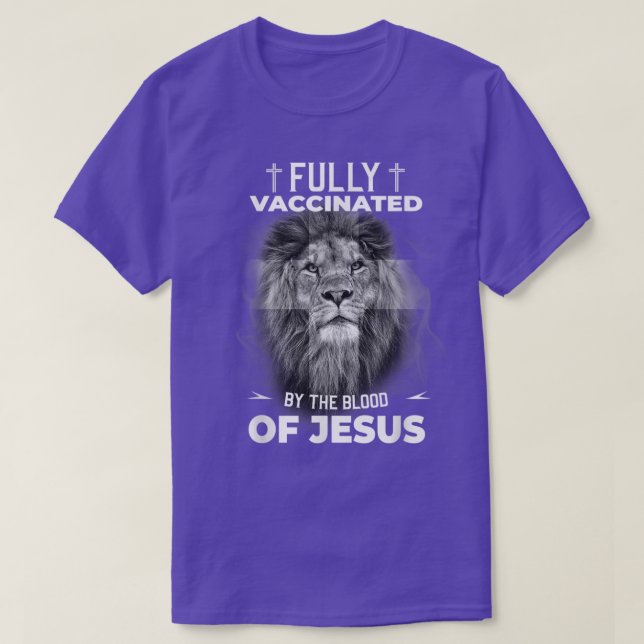 T-shirt Entièrement Vacciné Par Le Sang De Jésus Drôle Chr (Design devant)