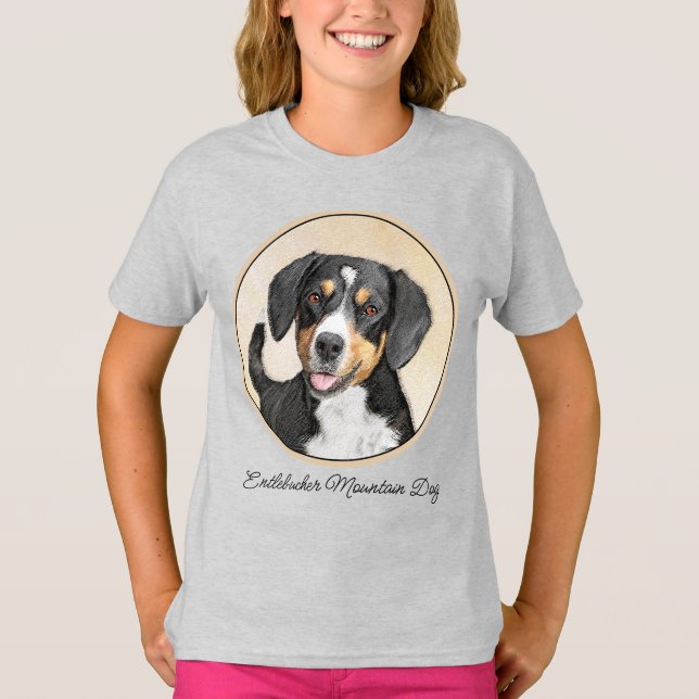 T-shirt Entlebucher Mountain Dog Painting Original Chien A (Devant)