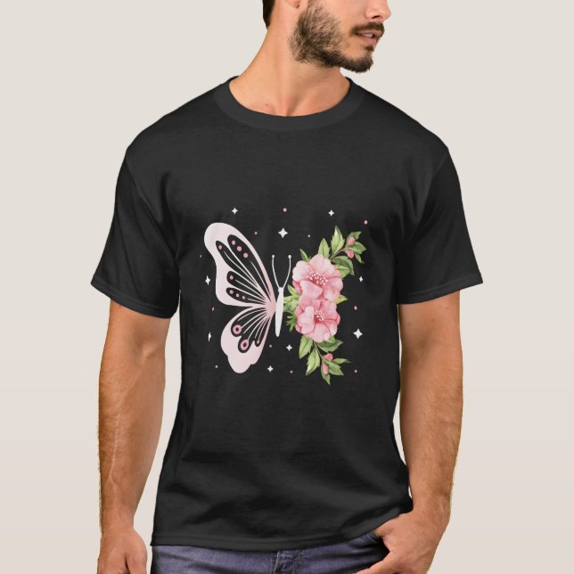T-shirt Entomologie Fleurs Filles Papillon d'aile (Devant)