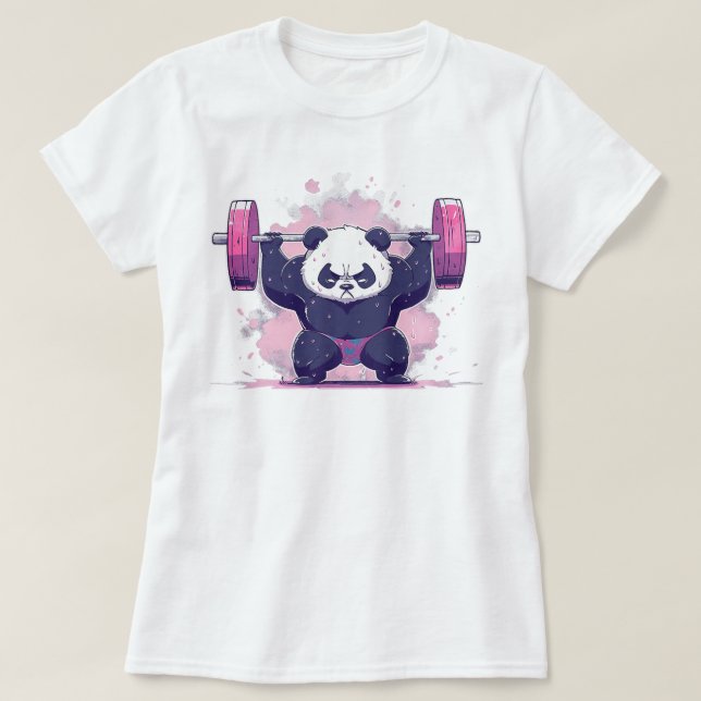T-shirt Entraînement du poids Exercice solide Panda Ours (Design devant)