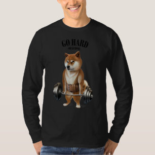T-shirt Entraînement musculaire de chien Shiba avec Barbel