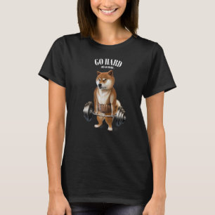T-shirt Entraînement musculaire de chien Shiba avec Barbel