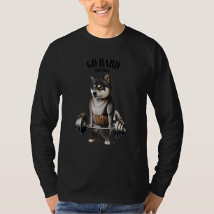 T-shirt Entraînement musculaire de Chien Shiba Noir Avec B