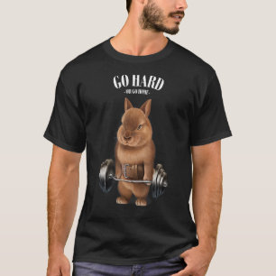 T-shirt Entraînement Musculaire De Lapin Nain Avec Barbell