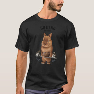 T-shirt Entraînement Musculaire De Lapin Nain Avec Barbell