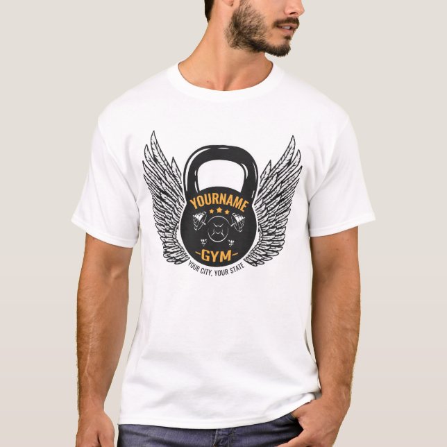 T-shirt Entraîneur de fitness GYM personnalisé Kettlebell (Devant)