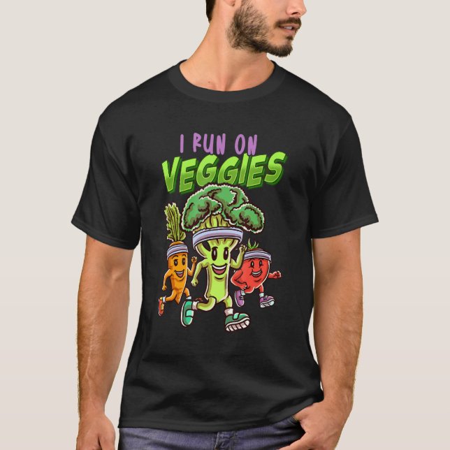 T-shirt Entraîneur De Fitness Mignonne Je Cours Sur Légume (Devant)