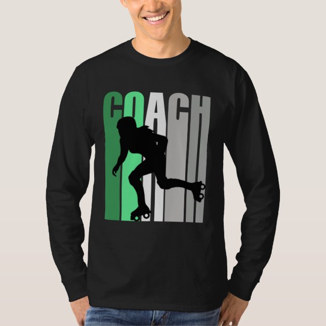 T-shirt Entraîneur de roller skating Coach Vert de Roller  (Devant)