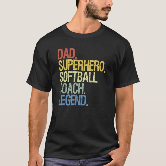 T-shirt Entraîneur de softball Papa (Devant)