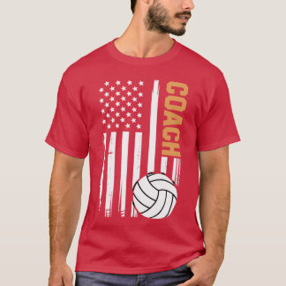 T-shirt Entraîneur de volley-ball Design de drapeau améric